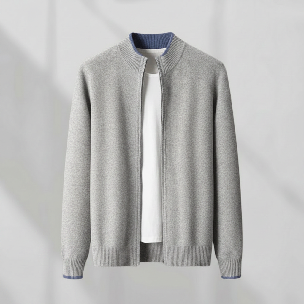 Chaqueta de cachemir para hombre con cremallera moderna