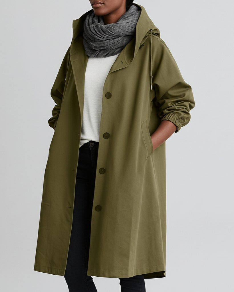 Chaqueta de Lluvia para Damas con Ajuste Ajustable – Modelo Largo