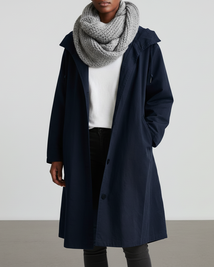 Chaqueta de Lluvia para Damas con Ajuste Ajustable – Modelo Largo