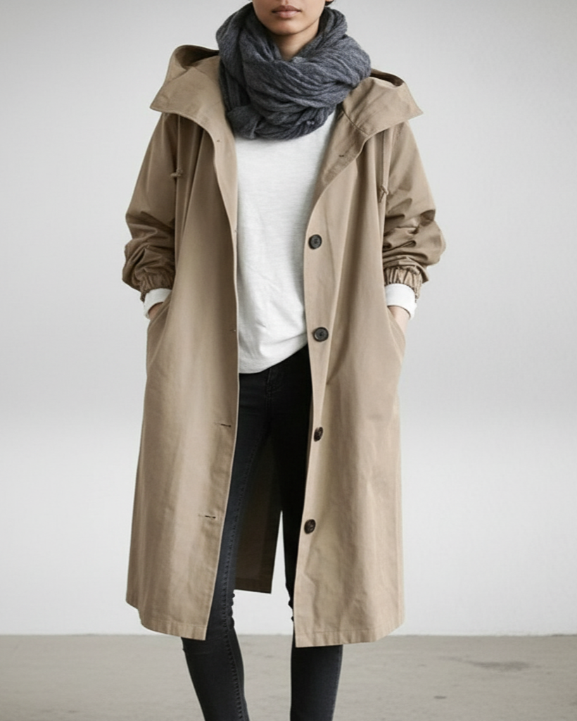 Chaqueta de Lluvia para Damas con Ajuste Ajustable – Modelo Largo