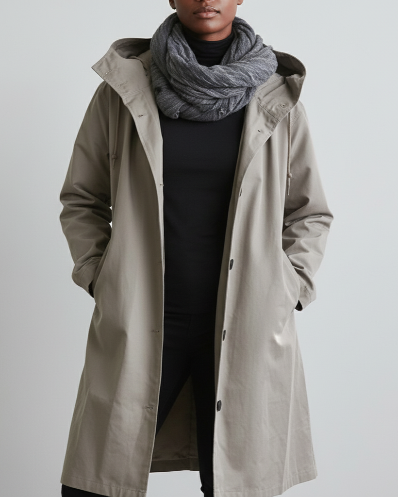 Chaqueta de Lluvia para Damas con Ajuste Ajustable – Modelo Largo