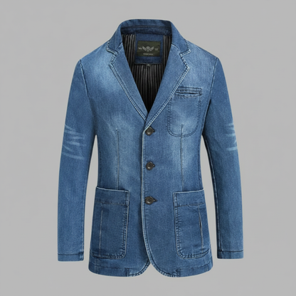 Blazer Hombre Casual Entallado de Denim | Moda Masculina