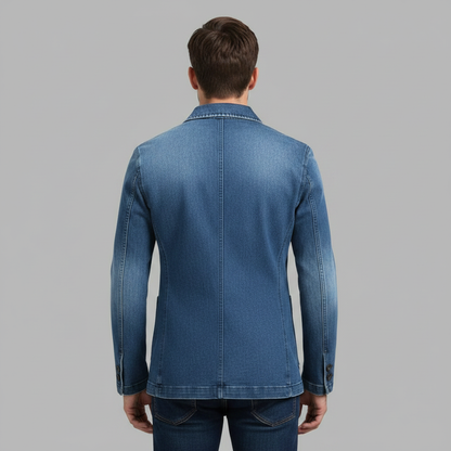 Blazer Hombre Casual Entallado de Denim | Moda Masculina
