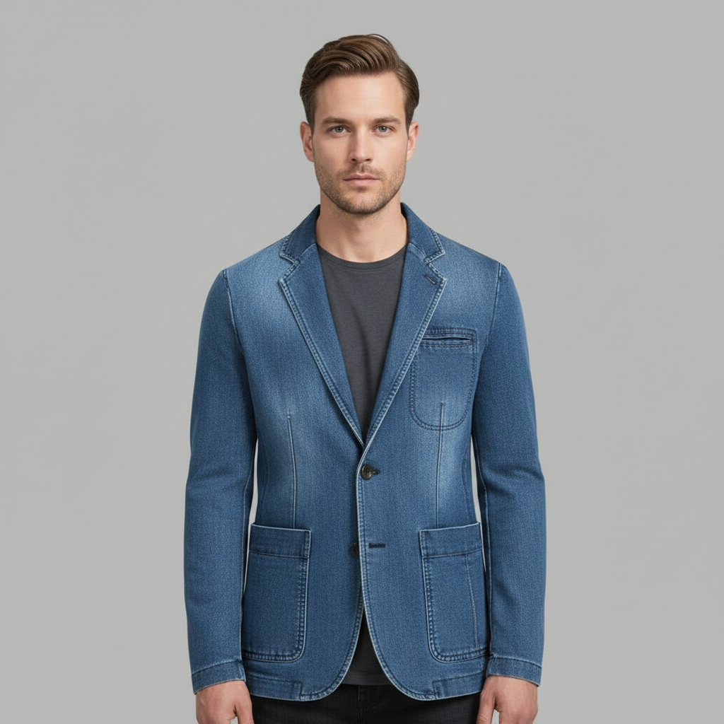 Blazer Hombre Casual Entallado de Denim | Moda Masculina