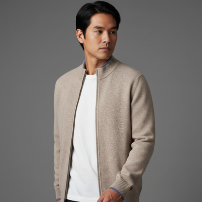 Chaqueta de cachemir para hombre con cremallera moderna