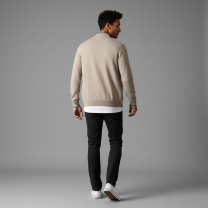 Chaqueta de cachemir para hombre con cremallera moderna