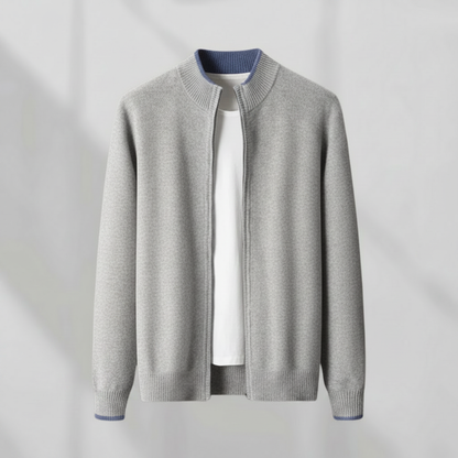 Chaqueta de cachemir para hombre con cremallera moderna