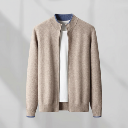 Chaqueta de cachemir para hombre con cremallera moderna