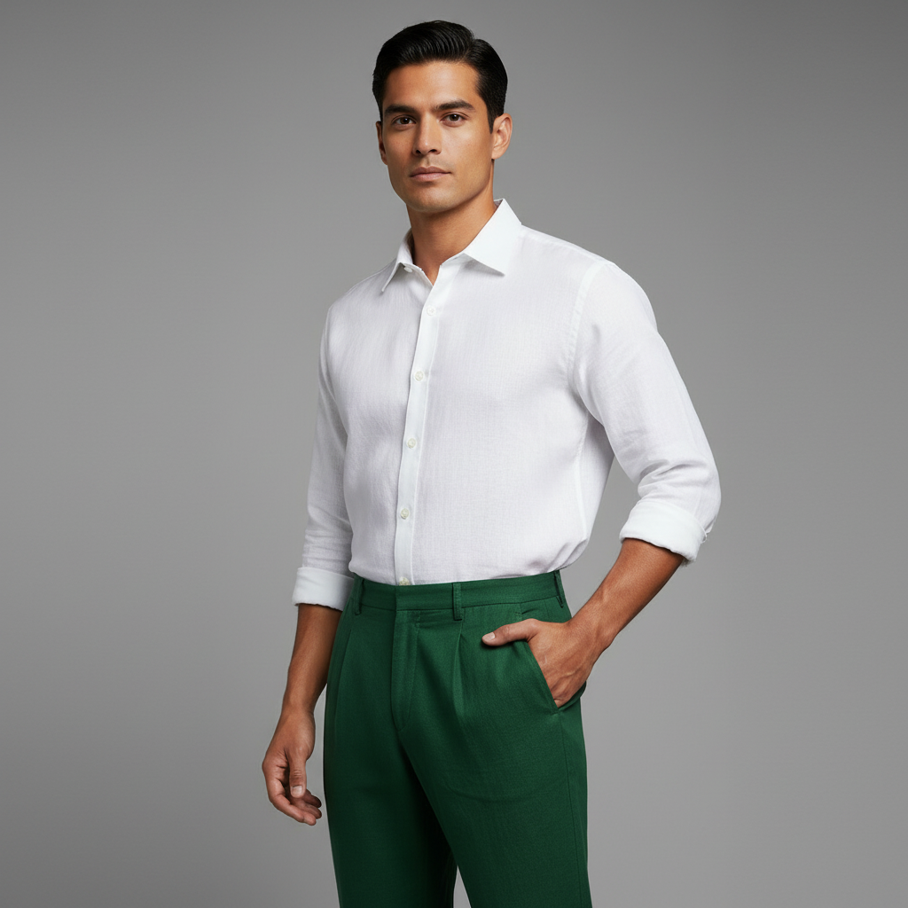 Pantalón de Lino Ligero Corte Recto para Hombre | Pantalones Hombre