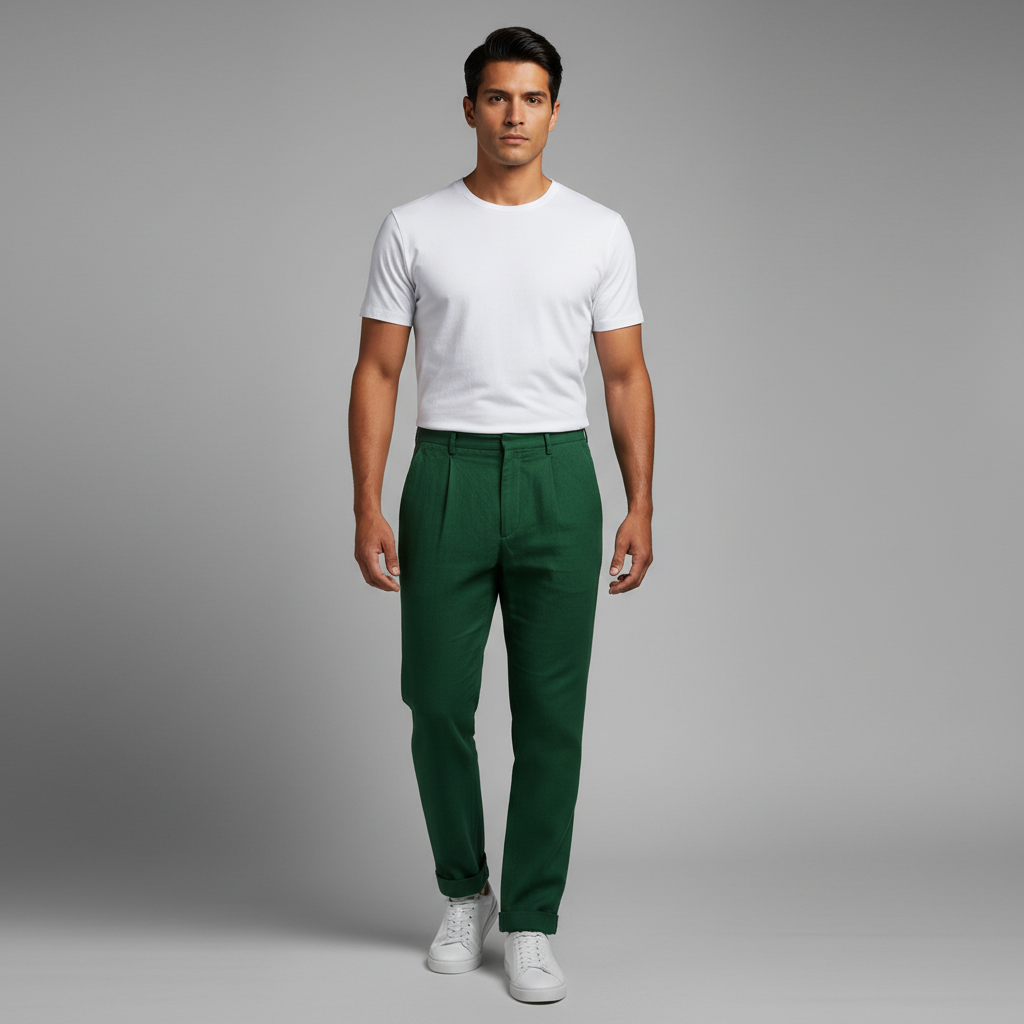 Pantalón de Lino Ligero Corte Recto para Hombre | Pantalones Hombre
