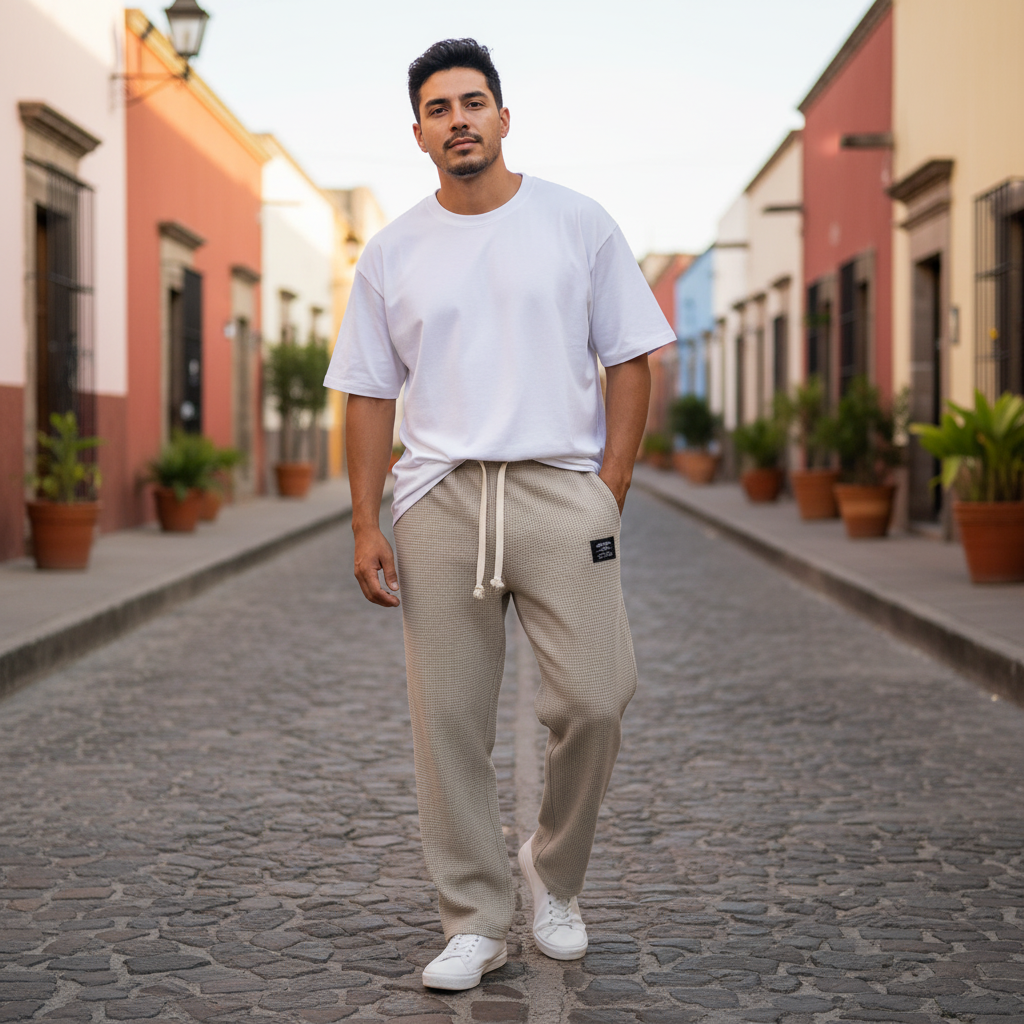 Pantalones Jogger Hombre Gofre Cintura Elástica | Ropa Casual