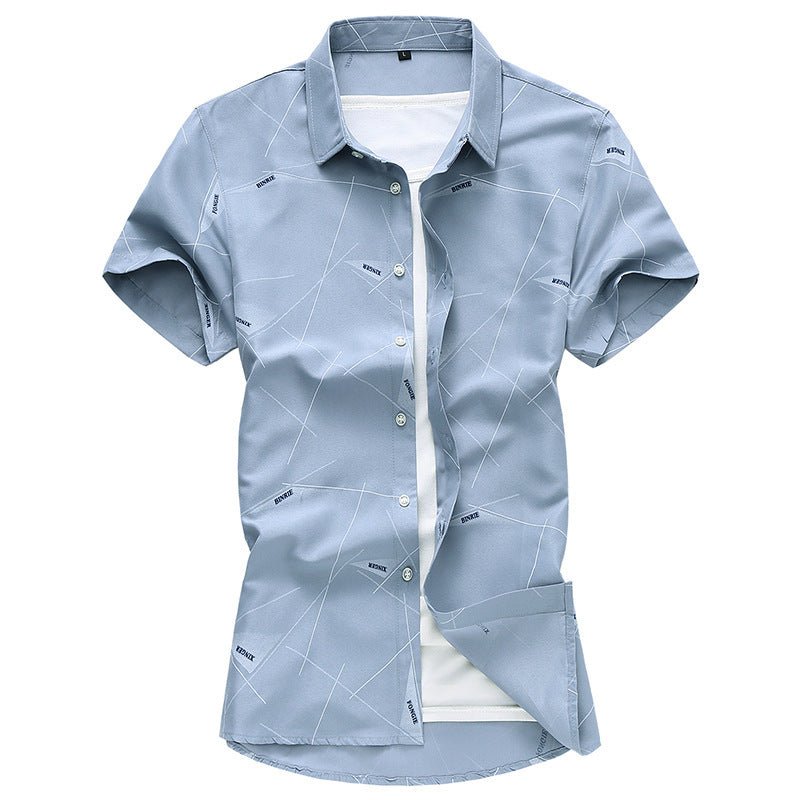 Camisa de Hombre de Manga Corta en Algodón – Estampado a Rayas - Shirt